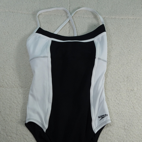 Speedo One Piece Swimwear Black/White Size 5/6 - Picture 1 of 7